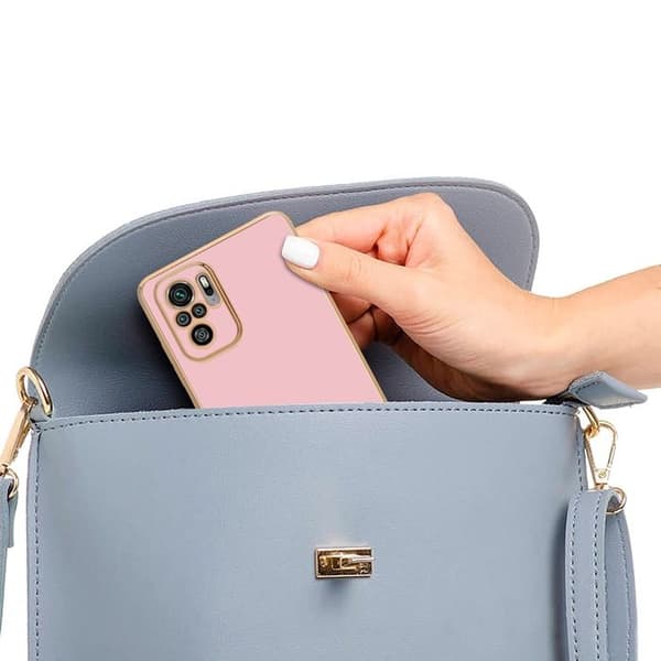 Fodral för Xiaomi RedMi NOTE 10 4G / RedMi NOTE 10S Glansig Rosé - Guld med skydd för kamera Ros