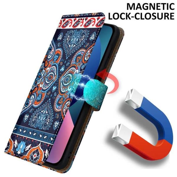 Etui för iPhone 14 PLUS Fodral med flip i Mandala Blå Nr. 1 Skydd Plånbok Blå
