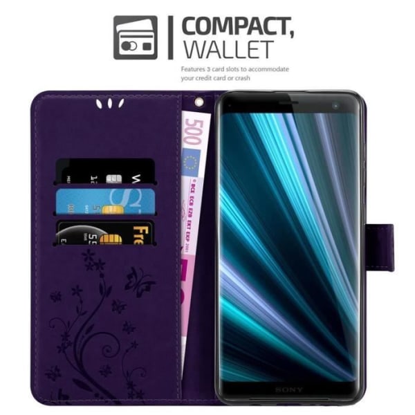 Fodral till Sony Xperia XZ3 i DARK LILAC FLORAL Cadorabo Cover Protection Floral