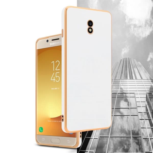 Skydd för Samsung Galaxy J3 2017 Glansig Vit - Guld med skydd för kamera Vit
