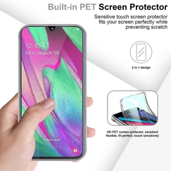 Cadorabo Fodral för Samsung Galaxy A40 i Transparent Fodral 360° Helkroppsskydd Skärmskydd