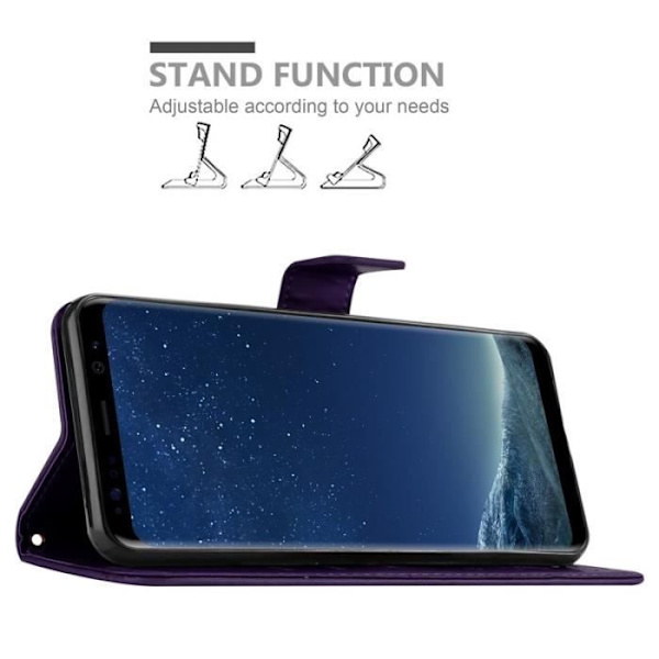 Coque - CADORABO - Samsung Galaxy S8 - Similicuir - Blommönster - Ställfunktion Lila