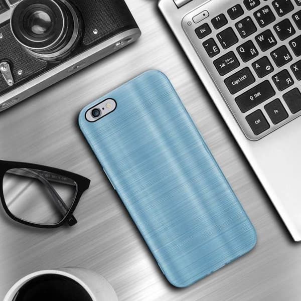 Skal för iPhone 6 PLUS / 6S PLUS Borstad Turkos Kameraskydd Blå