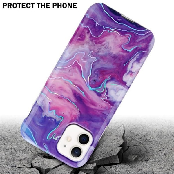 Coque - CADORABO - iPhone 12 / 12 PRO - Marmor Lila Ros - Halkfri - Skydd i TPU-silikon Lila, Rosa