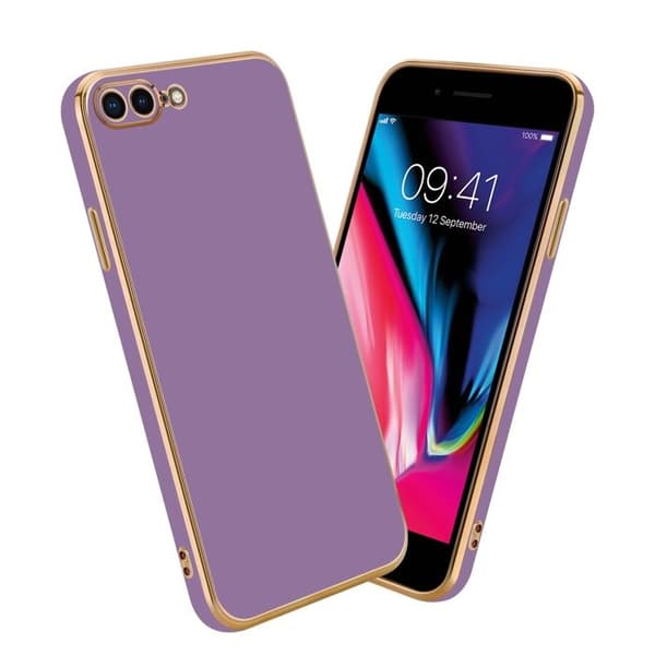 Fodral för iPhone 7 PLUS / 7S PLUS / 8 PLUS Glansig Lila - Guld med skydd för kamera Violett