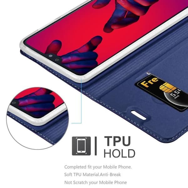Flip-fodral för Huawei P20 PRO / P20 PLUS i MÖRKBLAU CLASSY Plånbok Stötsäker Blå