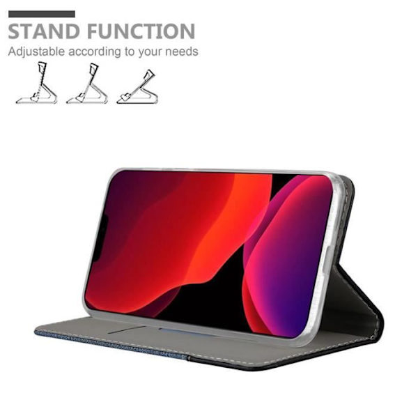Coque - CADORABO - iPhone 12 / 12 PRO - BLÅSVART - Simililäder - Magnetisk stängning MÖRKBLÅ