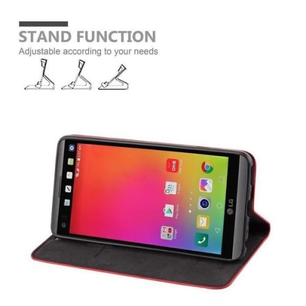 LG V20 Fodral i APPLE RED från Cadorabo (INVISIBLE MAGNETIC CLOSURE Design) Helt skyddsfodral med Flip Flip
