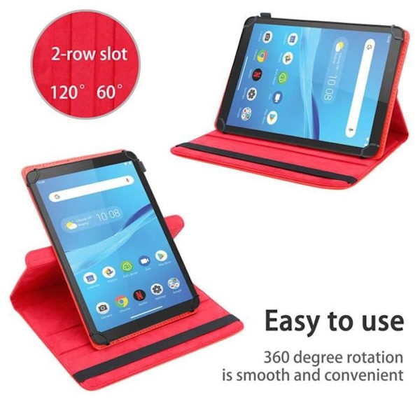 Coque för Lenovo Tab M7 (7 Zoll) Etui i RÖD Hölje Skydd 360 grader konstläder Plånbok Wallet Röd