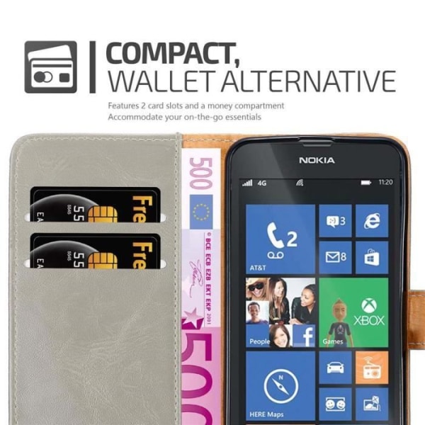 Cadorabo Fodral till Nokia Lumia 520 / 521 i CAPPUCINO BRUNT Skyddsfodral med magnetisk stängning och stativfunktion