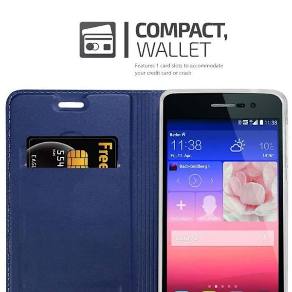 Coque - CADORABO - Huawei ASCEND P7 - Mörkblå - Magnetlås - Ståfunktion Mörkblå