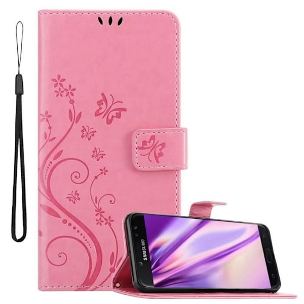 Etui för Samsung Galaxy J7 2018 - CADORABO - ROSE FLORAL - Konstläder - Ställfunktion - Magnetstängning ROSENFLORTLAR