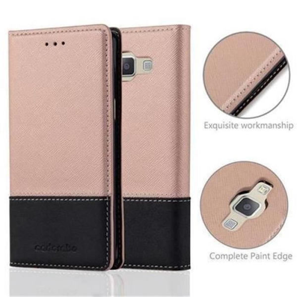 Samsung Galaxy A5 2015 (5) Fodral i SVART ROSA från Cadorabo (LÄDER-Faux Läder COMBI Design) Helt skyddsfodral med
