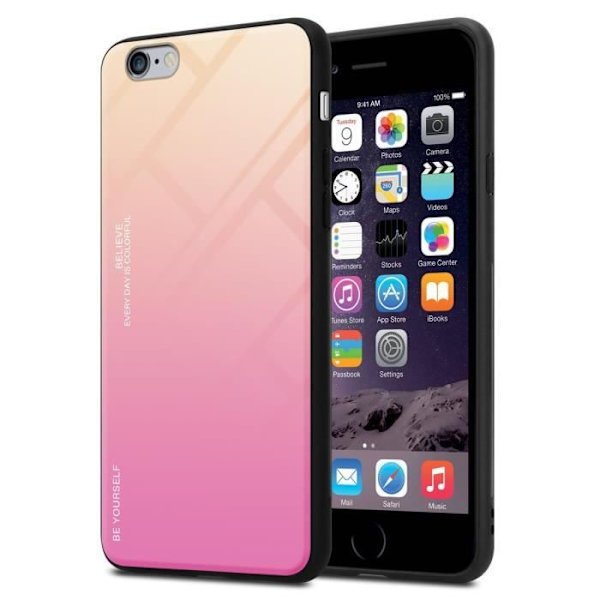 Cadorabo Fodral för Apple iPhone 6 PLUS / 6S PLUS i GUL - ROSA Skyddsfodral Tvåfärgat härdat glas silikon TPU