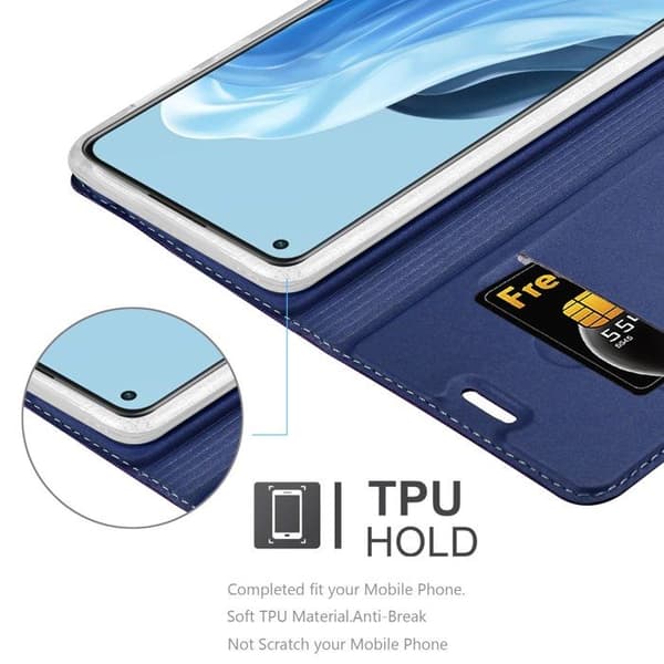 Flip-fodral för Oppo FIND X5 LITE / Reno7 5G i MÖRKBLAU CLASSY Plånbok Stötsäker Blå