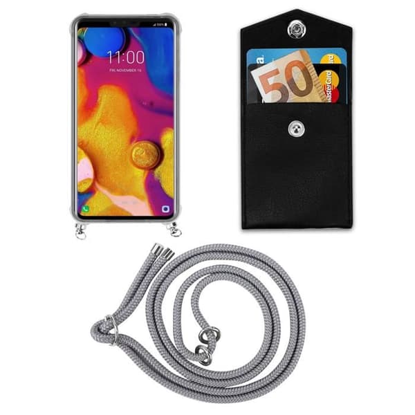 Fodral för LG V40 med axelrem i GRÅSILVER med justerbar snodd Grå