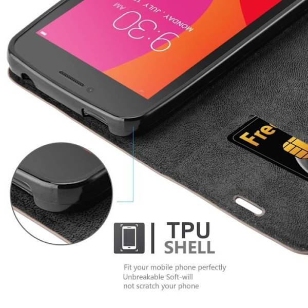 Lenovo A PLUS-fodral i KAFFEBRUN från Cadorabo (INVISIBLE MAGNETIC CLOSURE Design) Helt skyddsfodral med flipflik