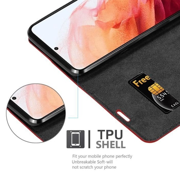 Coque - CADORABO - Samsung Galaxy S21 5G - Röd av Äpple - Magnetisk stängning - Ställfunktion Äppelrött