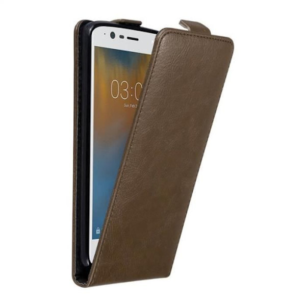 Flip-fodral - CADORABO - Nokia 3 2017 - Läderimitation - Brun - Magnetisk stängning kastanj