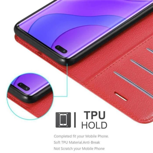 Coque - CADORABO - Huawei Nova 7 pro 5G - Similicuir - Röd - Stöd funktion Röd