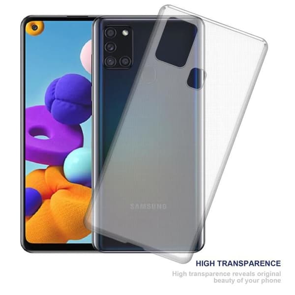 Transparent stötsäker silikonfodral för Samsung Galaxy A21s Vit