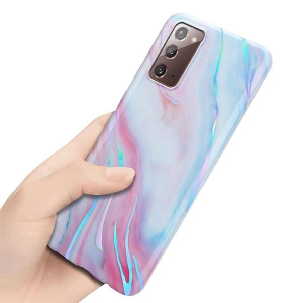 Skal för Samsung Galaxy NOTE 20 i Marmor Rosa Vit Nr. 15 Skyddsetui Vit