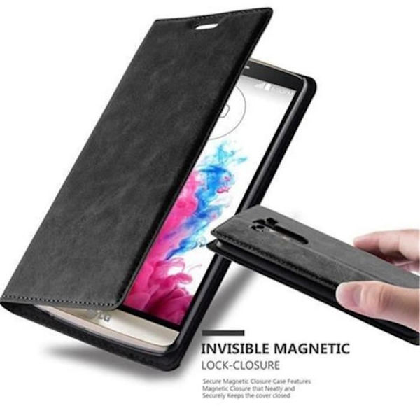 Cadorabo LG G3 Fodral NATTSVART Osynlig MAGNETISK STÄNGNING Fodral Fodral stöder stativ och kortplats