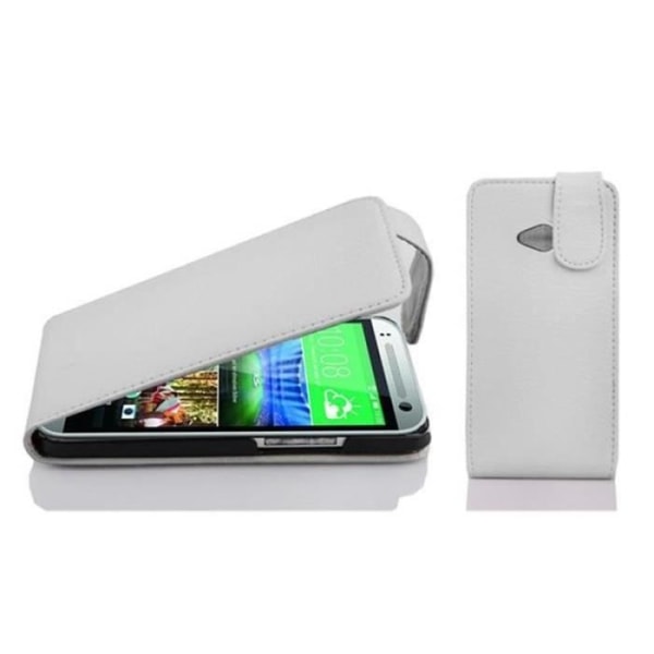 Cadorabo Fodral HTC ONE MINI M8 (2. Generation) DESIGN FLIP Stil Fodral Fodral Fodral konstläder Struktur VIT ALBASTER