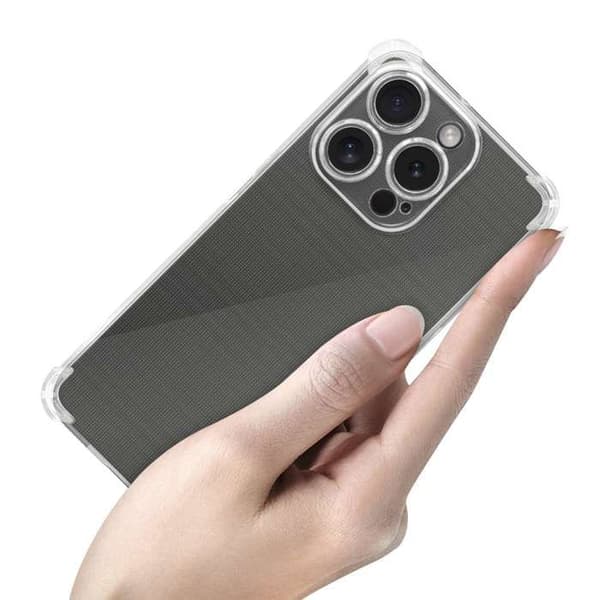 Transparent stötsäker silikonfodral för iPhone 15 PRO Vit