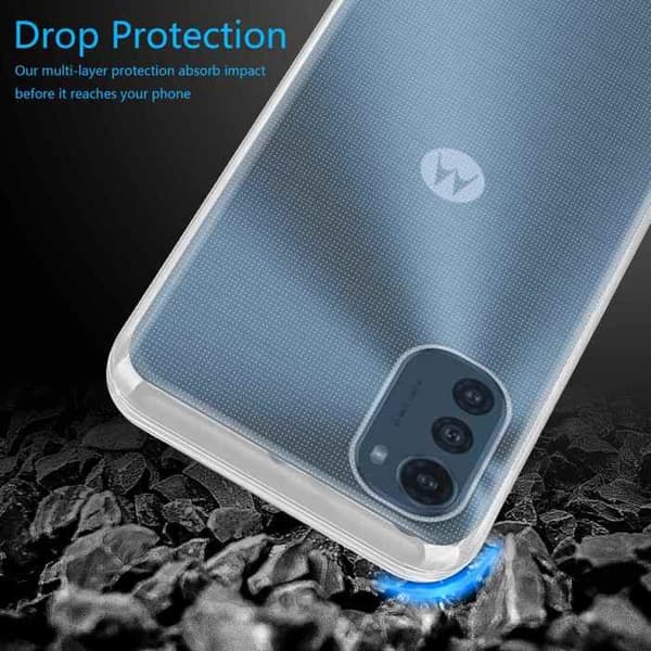 Skal för Motorola MOTO E32 4G / E32S i transparent stöttålig silikon Vit