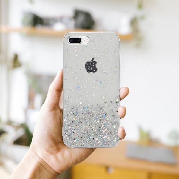 Transparent skal för iPhone 7 PLUS / 7S PLUS / 8 PLUS med glitter, skyddande design med glittrande effekt Vit