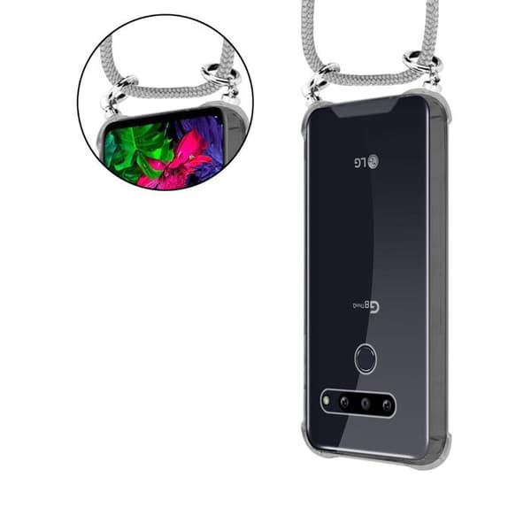 Skal för LG G8 ThinQ med axelrem i GRÅ SILVER med justerbar snodd Grå