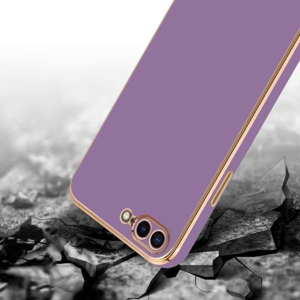 Fodral för iPhone 7 PLUS / 7S PLUS / 8 PLUS Glansig Lila - Guld med skydd för kamera Violett