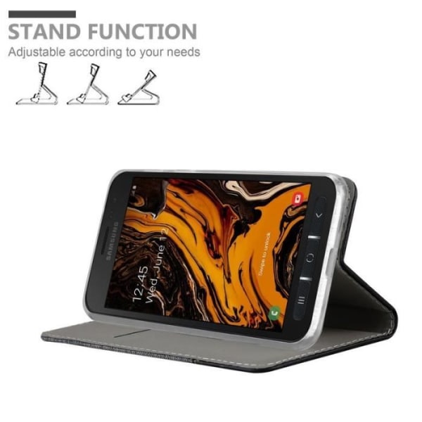 Plånboksfodral - CADORABO - Samsung Galaxy XCover 4s - Imiterat läder - Svart - Stativfunktion Svart