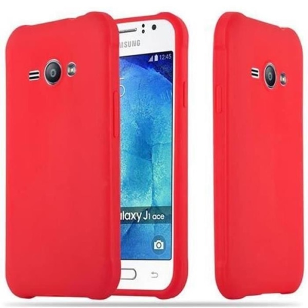 Fodral Samsung Galaxy J1 ACE CANDY RED Cadorabo DESIGN CANDY Cover TPU Silikonskydd Fodral Skal Ultra Slim Bumper