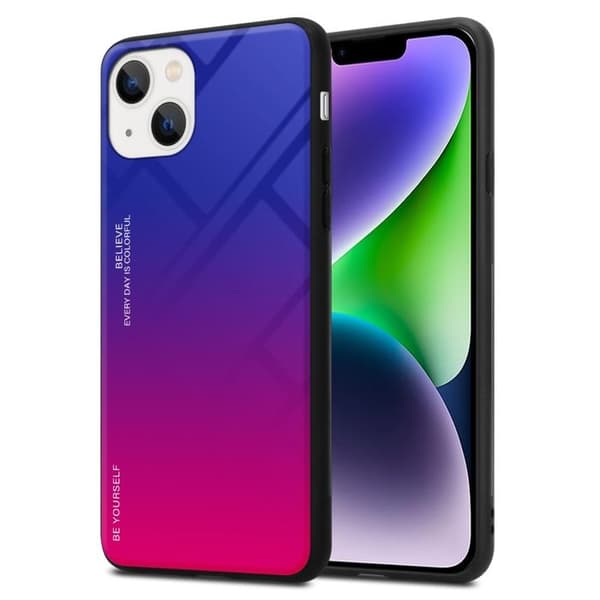 iPhone 14 PLUS Fodral i VIOLETT - RÖD Stötsäker Bicolor Design Svart
