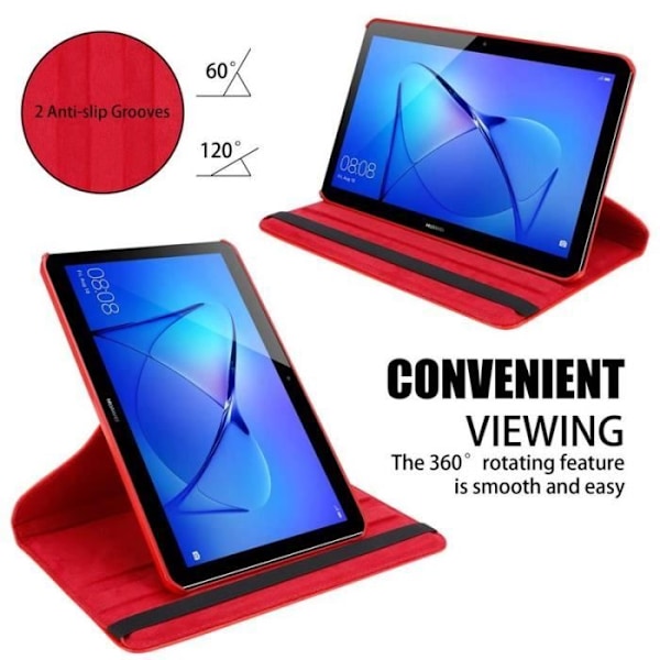 Cadorabo Fodral till Huawei MediaPad T3 10 (9,6" Zoll) i Röd - UTAN automatisk väckning