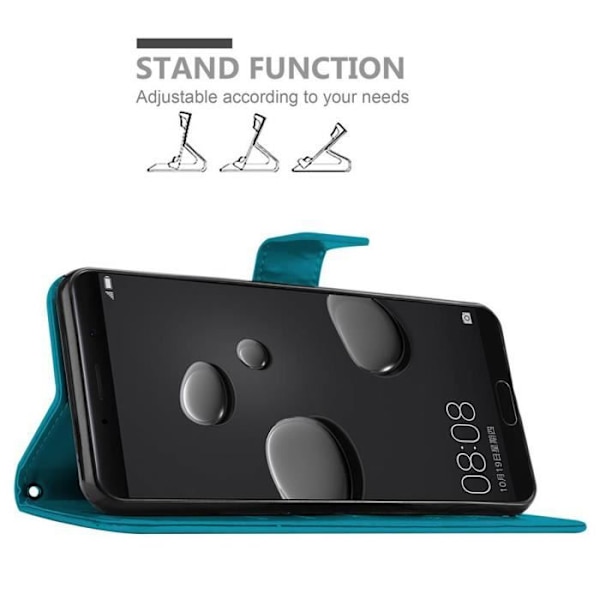 Coque - CADORABO - Huawei MATE 10 / NOVA 2i - Similicuir - Blommönster - Ställfunktion Blå blommig