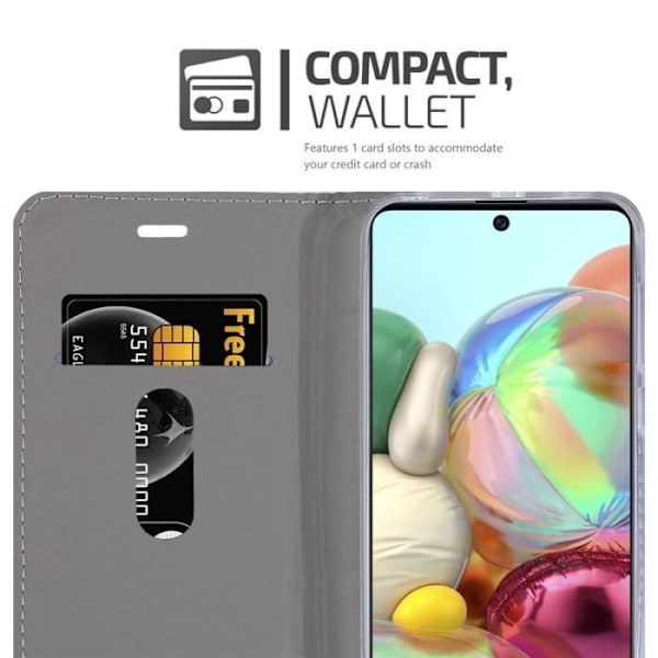 Plånboksfodral - CADORABO - Samsung Galaxy A71 - Imiterat läder - Horisontellt stativ - Kortplatser Grå