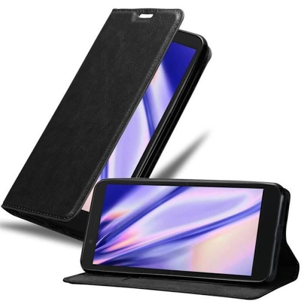 Étui - CADORABO - Alcatel 1C 2019 - Syntetiskt läder Svart - Magnetisk stängning - Ställfunktions Svart
