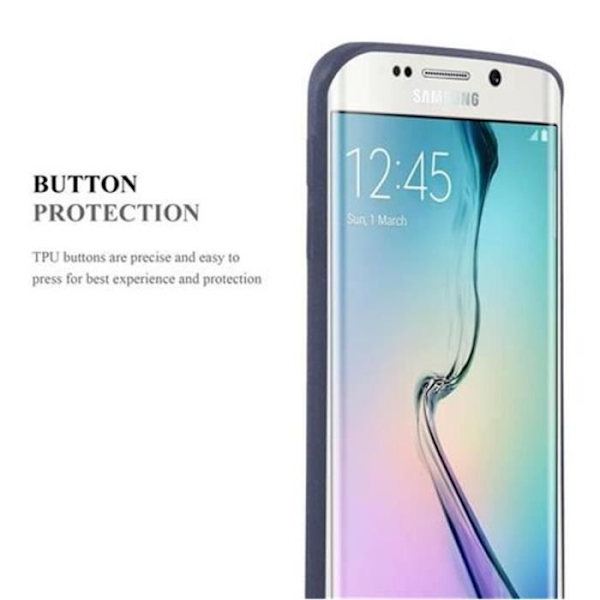 Samsung Galaxy S6 EDGE-fodral i DARK BLUE FROST från Cadorabo (FROST Design) Ultratunt mjukt silikon TPU-gelskydd med anti MÖRKBLÅ FROST