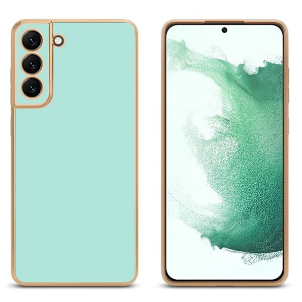 Fodral till Samsung Galaxy S21 PLUS Fodral i glänsande mintgrön - guld Silikon TPU fodral och kameraskydd Grön