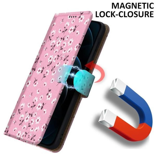 Coque - CADORABO - iPhone 12 PRO MAX - Blomregn - Syntetiskt läder - Magnetstängning Regn av blommor