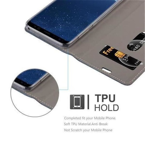 Samsung Galaxy S8 Fodral i MÖRKBLÅ SVART från Cadorabo (TYG-LÄDERDESIGN) Helt skyddsfodral med flipflik