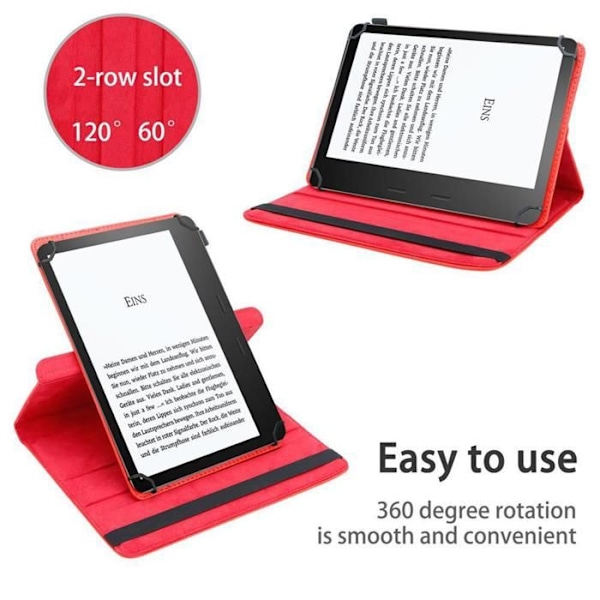 Fodral för Kindle Oasis 2017 (9:e gen.) Etui i RÖD Hölster Skalm Skydd 360 grader konstläder Plånbok Wallet Röd