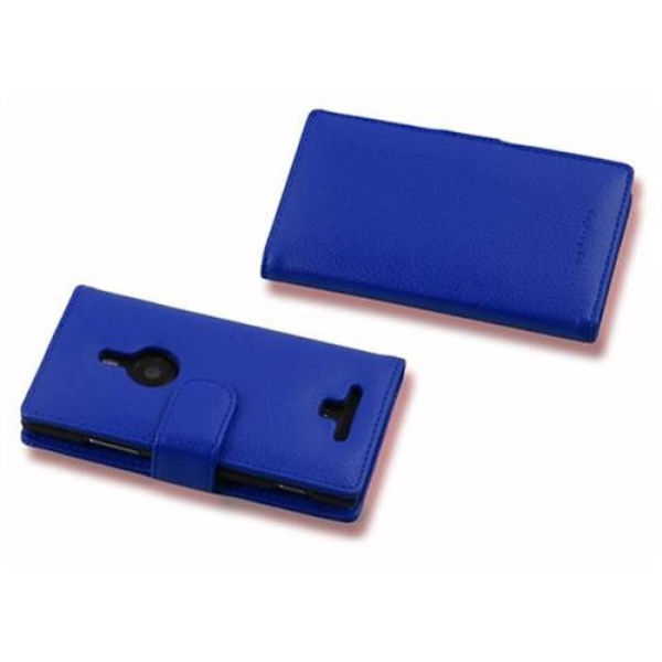 Coque - CADORABO - Nokia Lumia 925 - Strukturell konstläder - Magnetisk stängning - Ficka för kort Blå