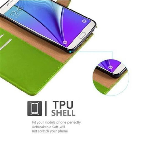 Cadorabo-fodral Samsung Galaxy NOTE 5 GREEN PRE LUXURY Magnetisk skyddsfodral som stöder stativ och kortplats