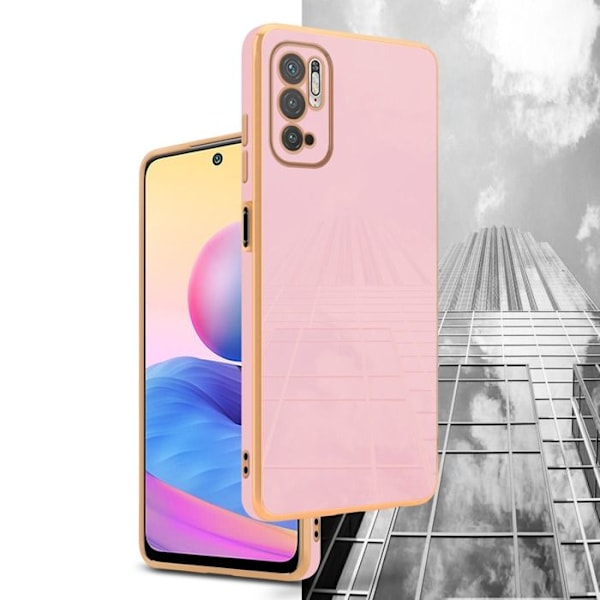 Hölster för Xiaomi RedMi NOTE 10 5G / POCO M3 PRO 5G Fodral i Glansig Rosa - Guld Etui Case Cover Silikon TPU och skydd för Rosa