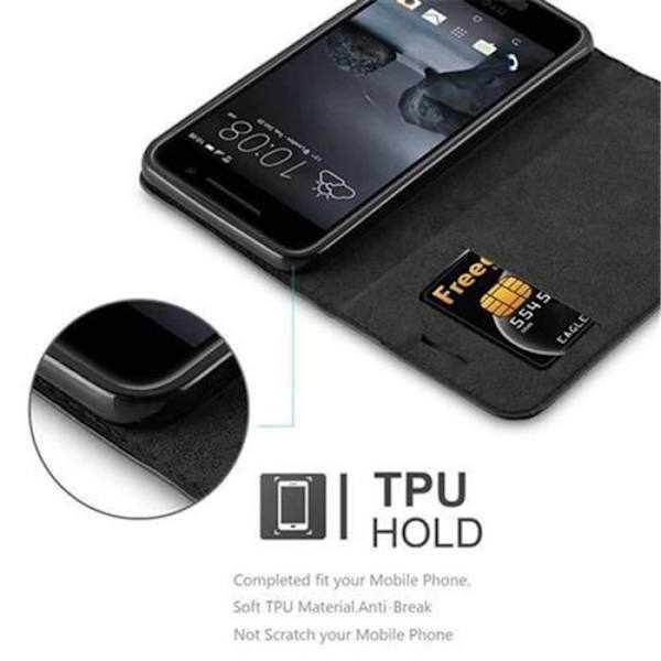 Fodral till HTC ONE A9 i NIGHT BLACK från Cadorabo (design med INVISIBLE MAGNETIC CLOSURE) Fullt skyddsfodral med flipskydd