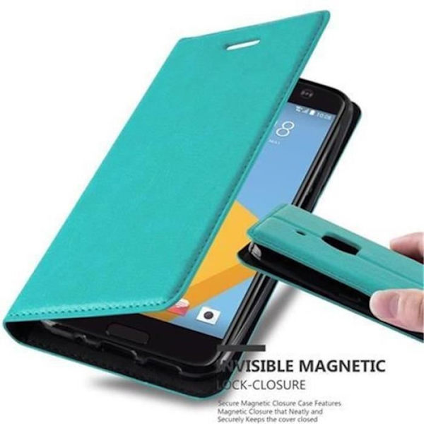 Cadorabo Fodral för HTC 10 (4. Gen) BENSIN TURKOS Osynlig magnetisk STÄNGNING Fodral Fodral stöder stativ och kortplats
